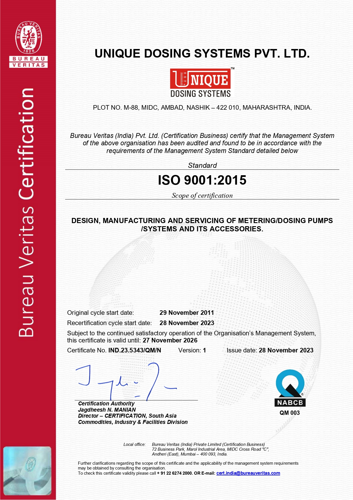 ISO 9001:2015 Certificate